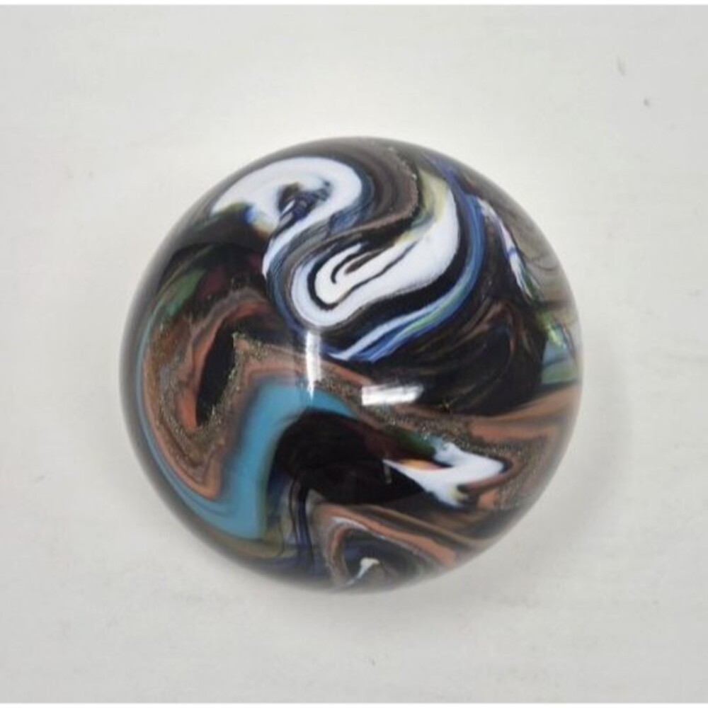 Wedgwood England Paperweight Swirled Multicolor Art Glass Sphere 3 in.